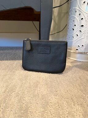 Pom Pom London Black Pebbled Leather Zip Coin Pouch